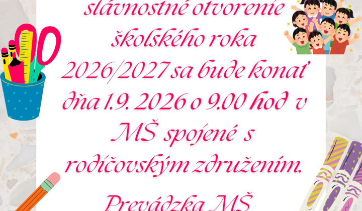 Slávnostné otvorenie školského roka 2026/2027